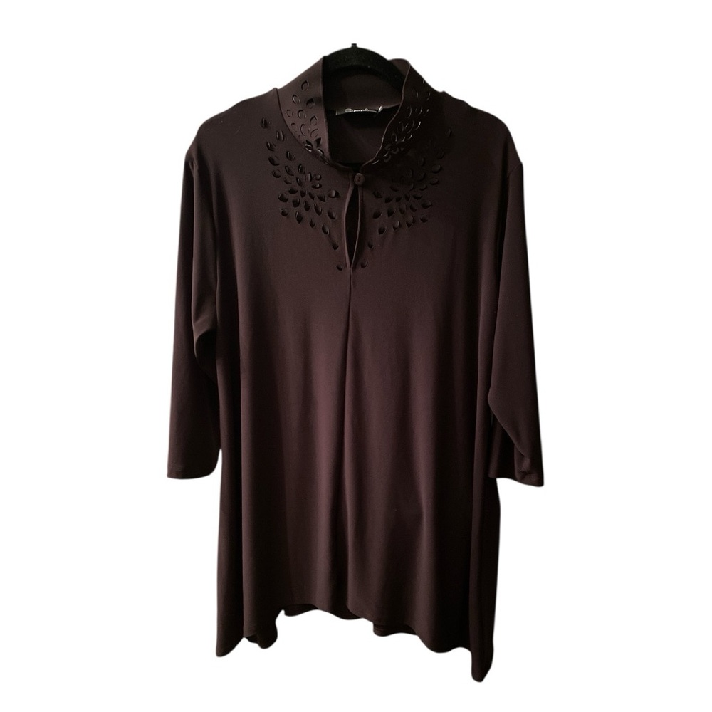 🇨🇦 Sympli Dark Purple Laser cut Tunic Size 16